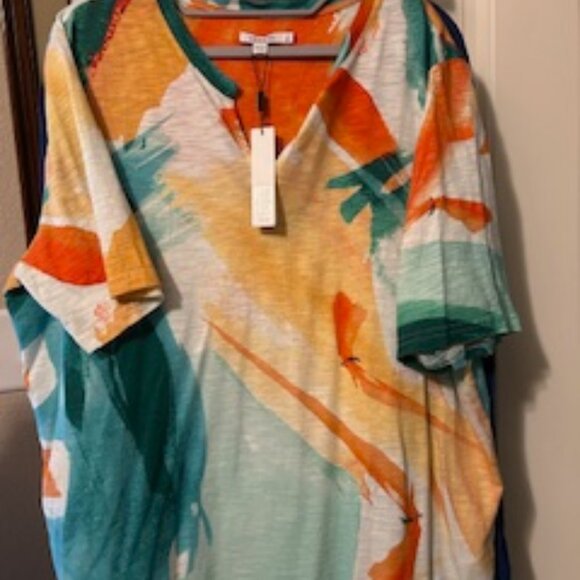 Chico's Watercolor Tee Blood Orange size 4 (20) NWT - Picture 5 of 5